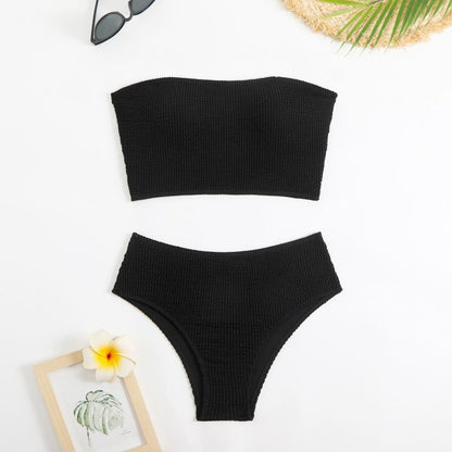 Women’s Textured Tube Top Bikini Set | Strapless HighWaist Swimsuit | noémi