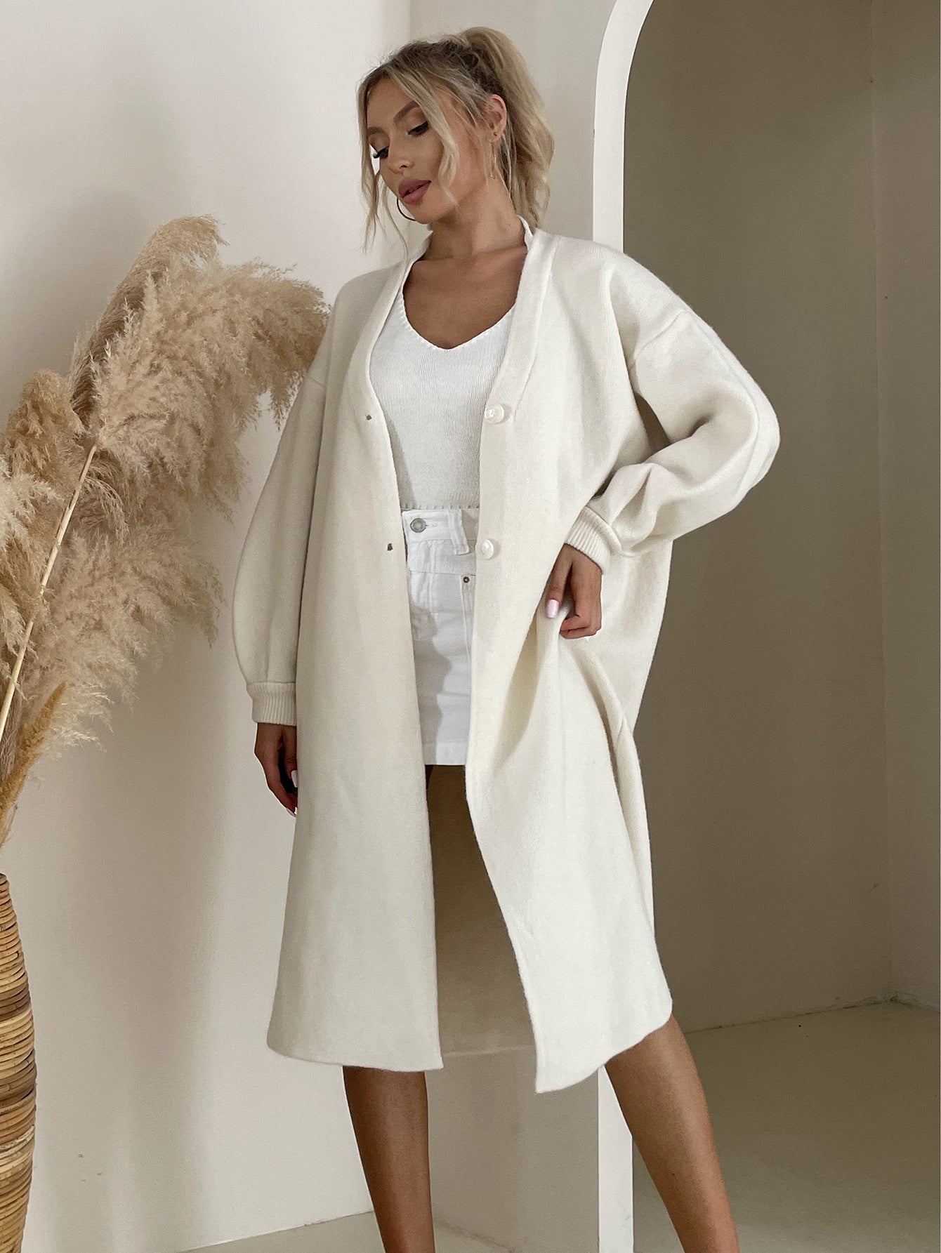Womens V Neck Buttoned | Long Knit Cardigan | noémi