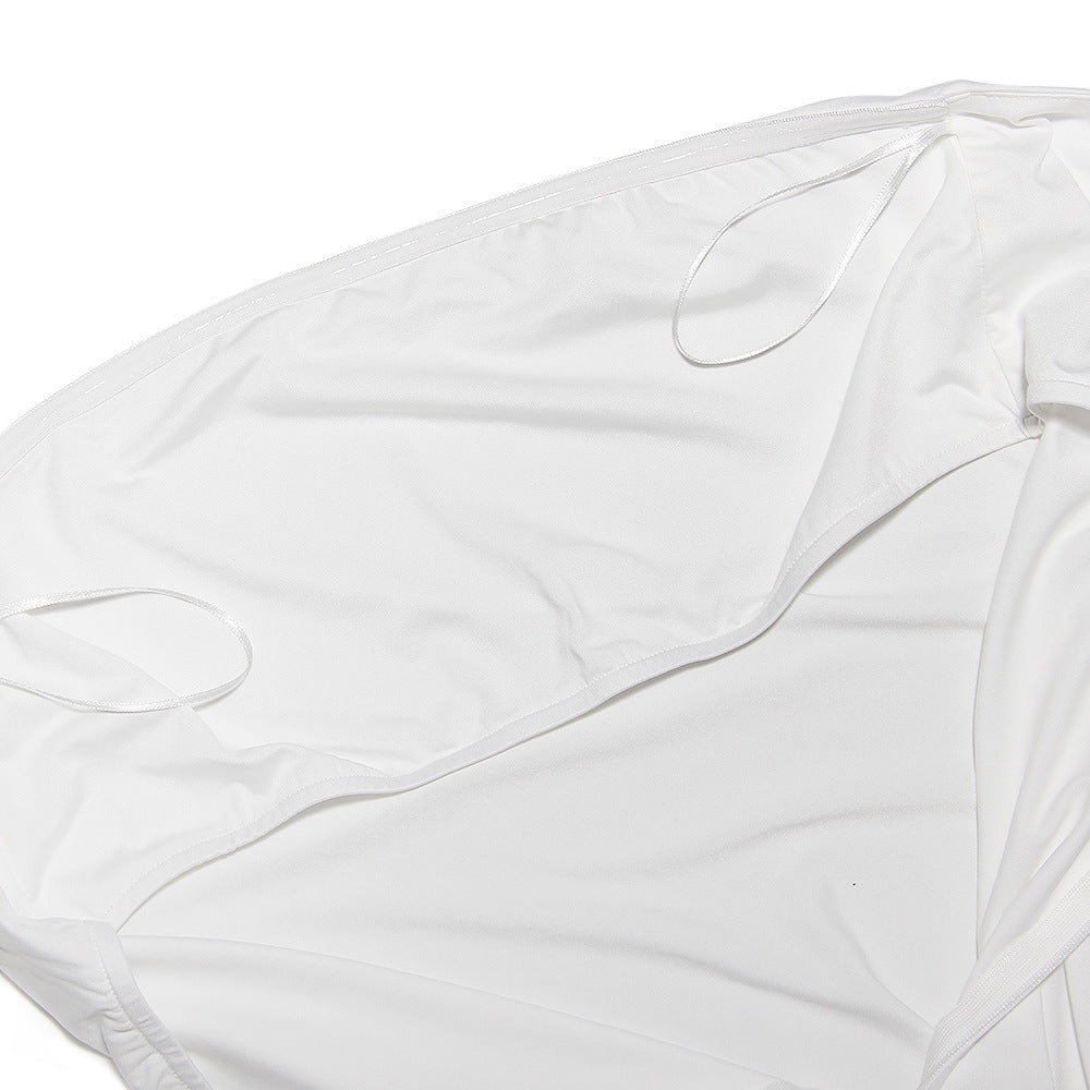 Womens Strapless Backless White Dress with Side Slit | noémi