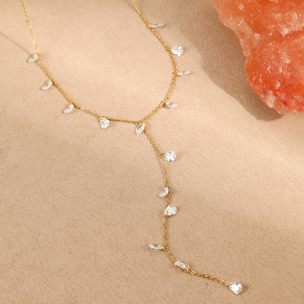 Tassel Y Necklace for Women | 18K Gold Plated, Waterproof Stainless Steel, Dainty Layered Jewelry | noémi