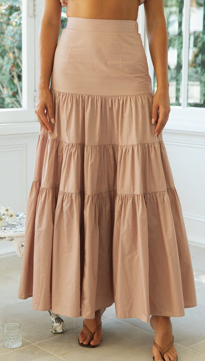 Womens Two Piece Ruffle Strap Crop Top & Tiered Maxi Skirt Set | Matching Outfit | noémi
