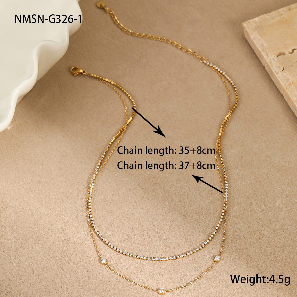 Womens Twin Layer Zircon Necklace | Titanium Steel, Non Fading | noémi
