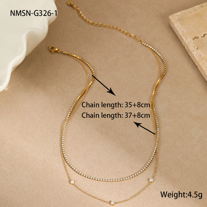 Womens Twin Layer Zircon Necklace | Titanium Steel, Non Fading | noémi