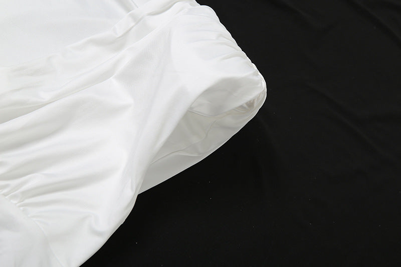 Womens VNeck Pleated Bodycon Dress | Slim Fit, Hip Accentuating, Solid Color | noémi `