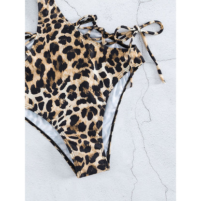 Leopard Print One Piece Spaghetti Strap Design Swimsuit for Women | noémi
