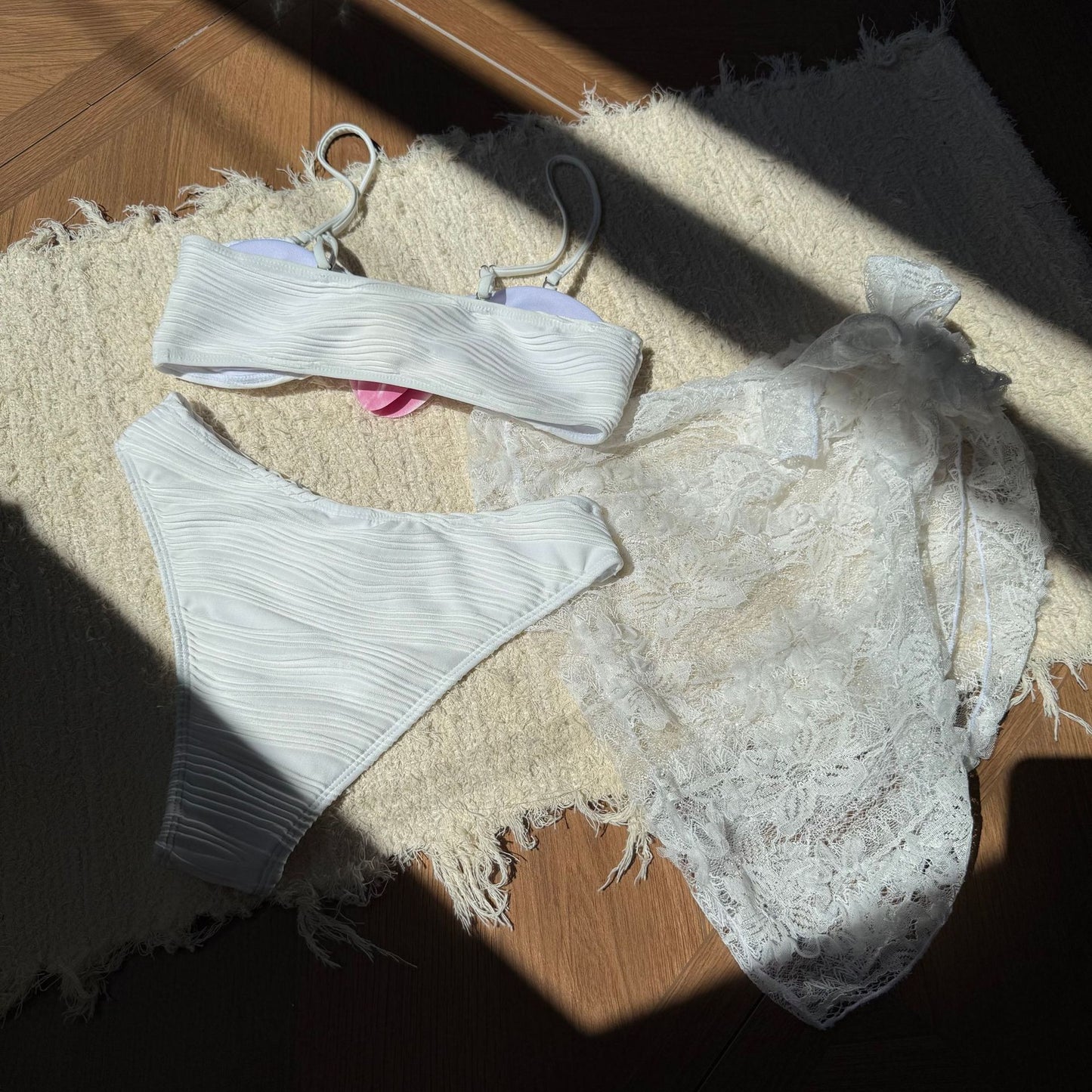 Three Piece Solid Color Bikini Set with Cover for Women | noémi