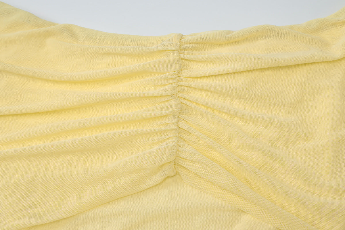 Womens Off Shoulder Slim Fit Lace Up Dress with Sheer Details | noémi