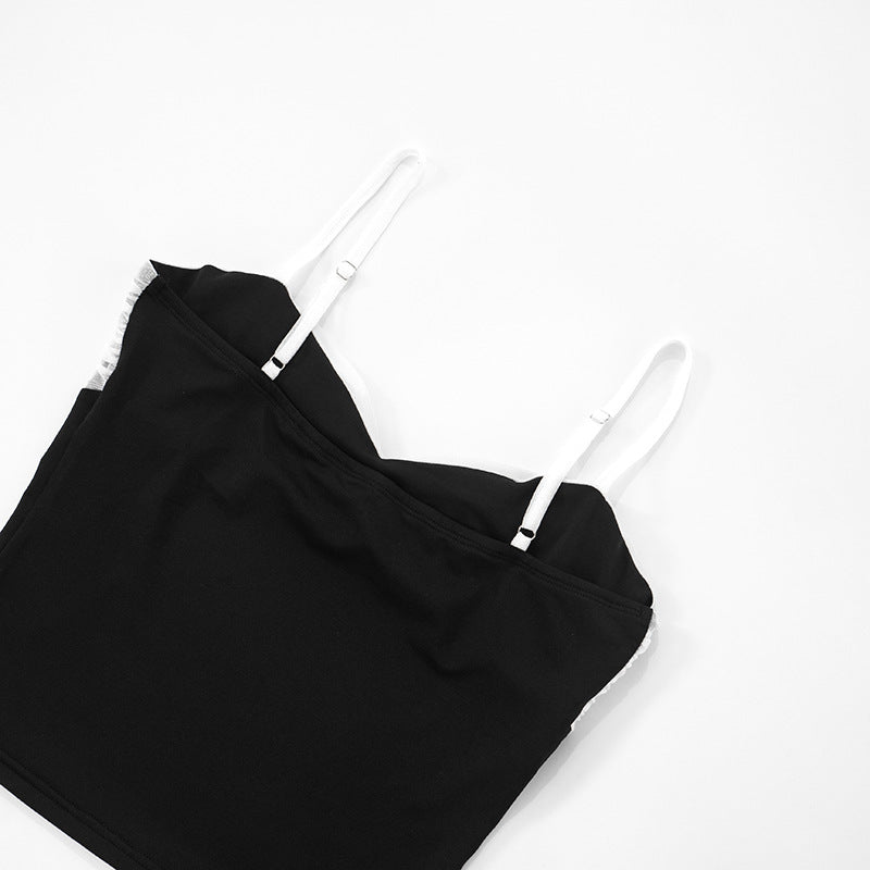 Two Tone Mesh Contrast Cami Top | Ruched Bust | noémi