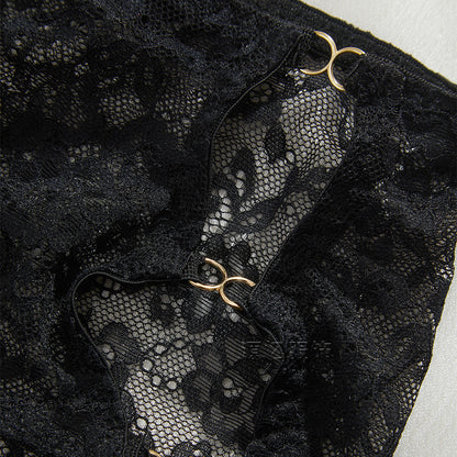 Lace High Waist Triangle Underwear with Metal Details and Cutout Design Transparent Comfort | noémi