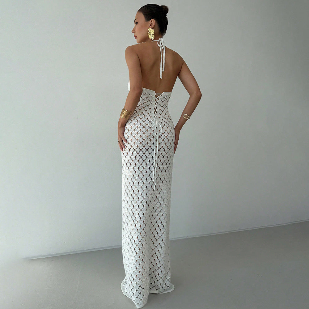 Summer Crochet Maxi Dress | Knit CoverUp with Cutout Detail | noémi