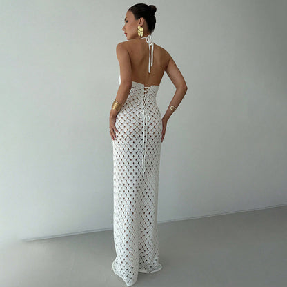 Summer Crochet Maxi Dress | Knit CoverUp with Cutout Detail | noémi