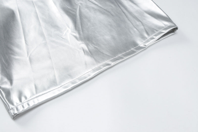 Womens Faux Leather Off Shoulder Low Cut Dress | Sleeveless Backless | noémi