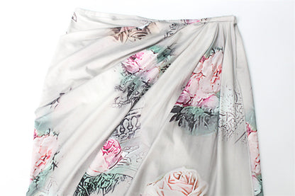 Satin Floral Maxi Dress | Cowl Neck with High Slit Dress | noémi