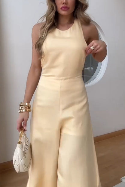 Sleeveless Wide Leg Jumpsuit | Summer Casual, Backless Design | noémi