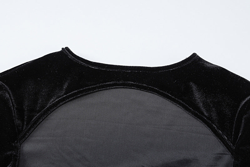 Womens Cutout Long Sleeve Slim Fit Sheer Panel Dress | noémi