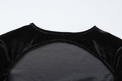 Womens Cutout Long Sleeve Slim Fit Sheer Panel Dress | noémi