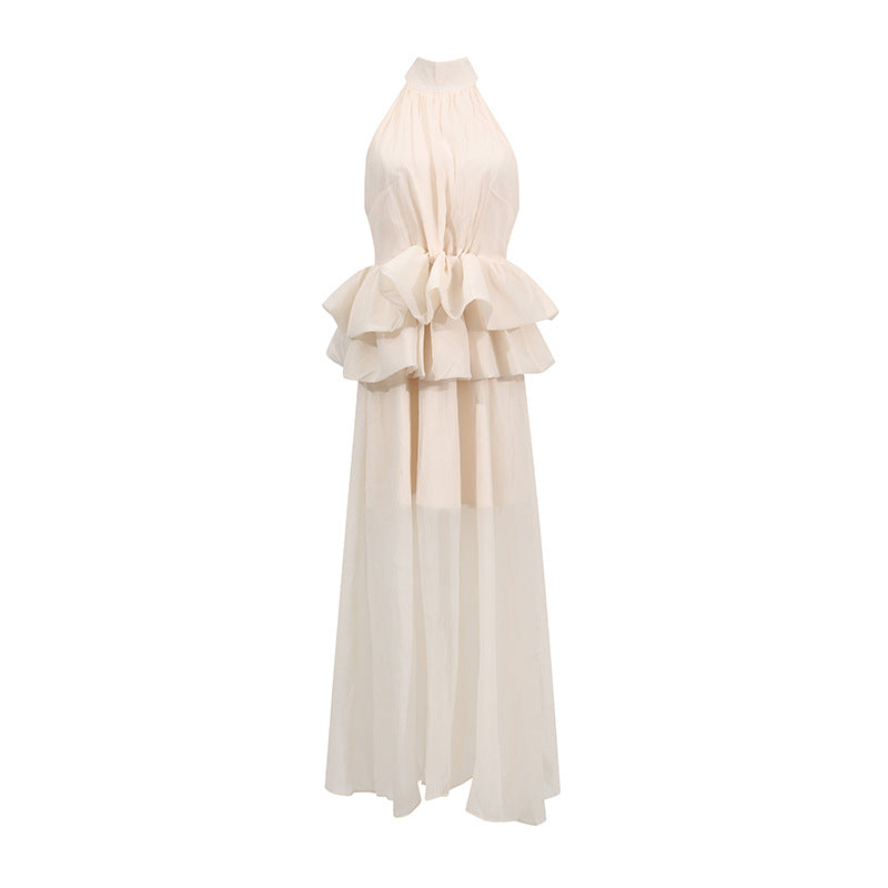 Maxi Dress |  Turtleneck Sleeveless Ruffled Waist | noémi