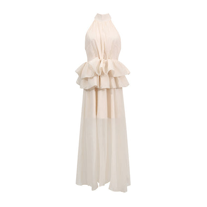 Maxi Dress |  Turtleneck Sleeveless Ruffled Waist | noémi