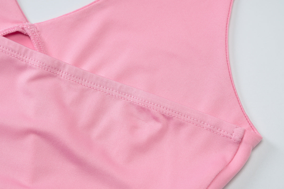 Womens V Neck Halter Dress with Split Back Detail | noémi