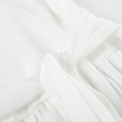 Womens Halter Neck Sleeveless Dress with Lace Up Waist and Double Layer Flounced Skirt | noémi