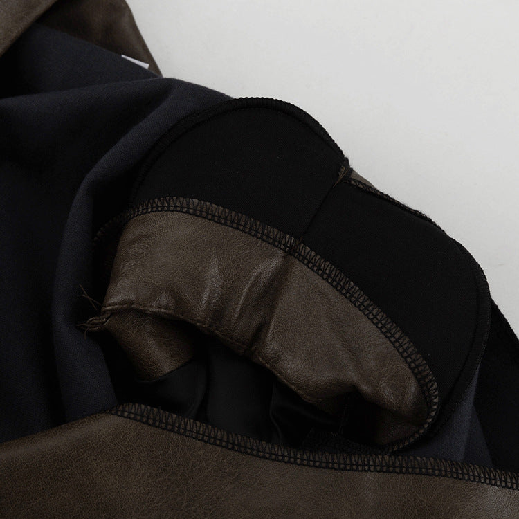 Women's Retro Faux Leather Skirt Set | Long Sleeve Cutout Top & High Waist Skirt | noémi