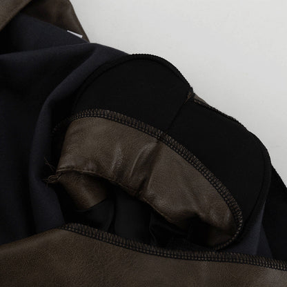 Women's Retro Faux Leather Skirt Set | Long Sleeve Cutout Top & High Waist Skirt | noémi