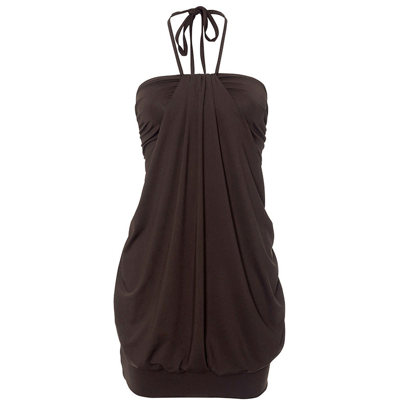 Solid Color Halter Neck Tube Top with High Waist Dress | noémi