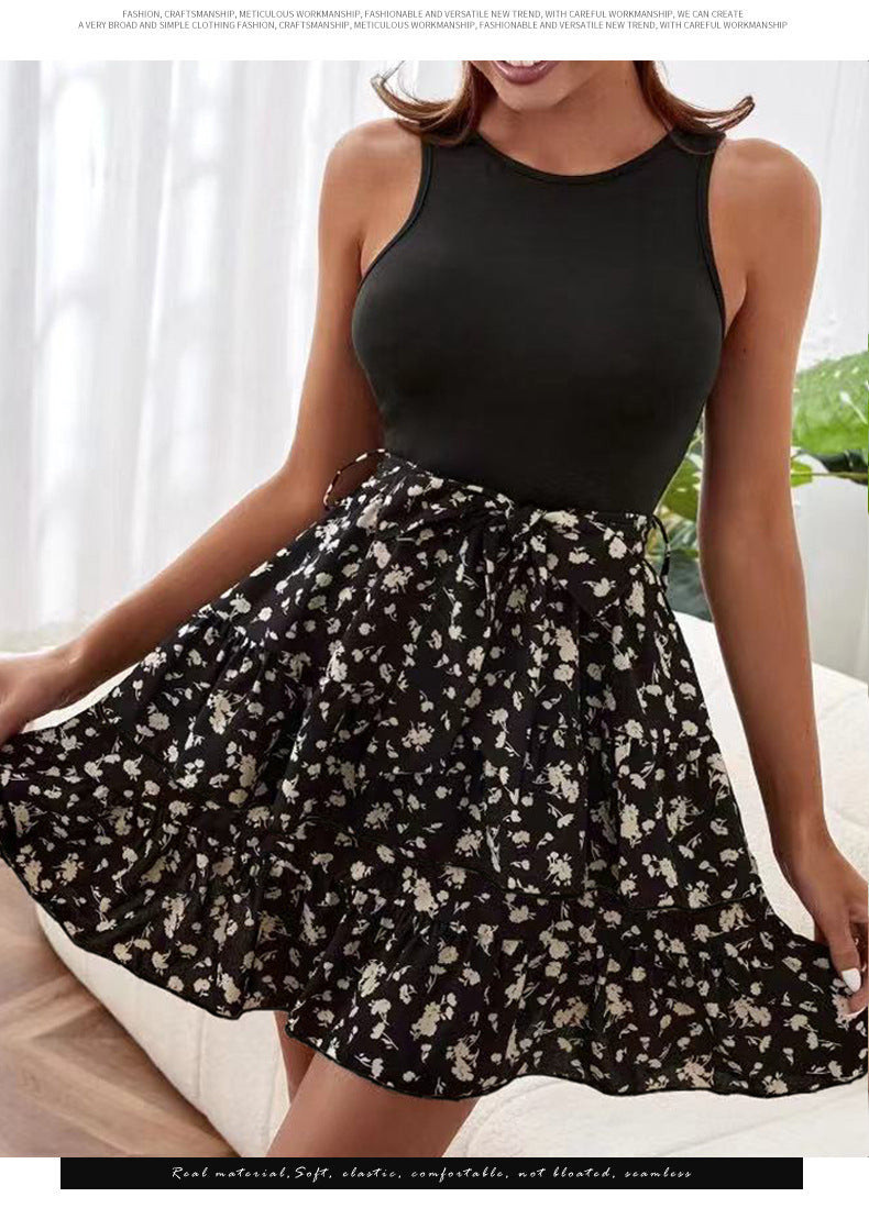 Sleeveless Printed Tiered Vest Dress With Lightweight Fit For Women | noémi