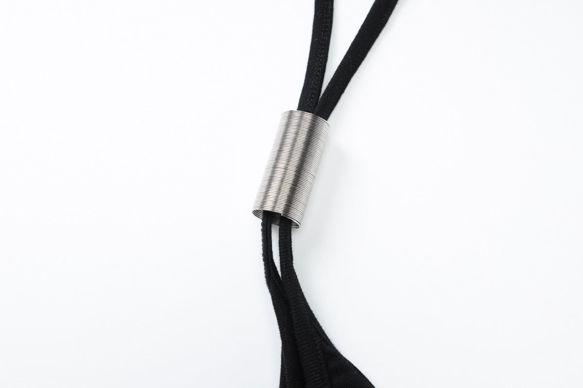 Keyhole Halter Crop Top | Black Tie Back Top with Metal Choker Detail | noémi