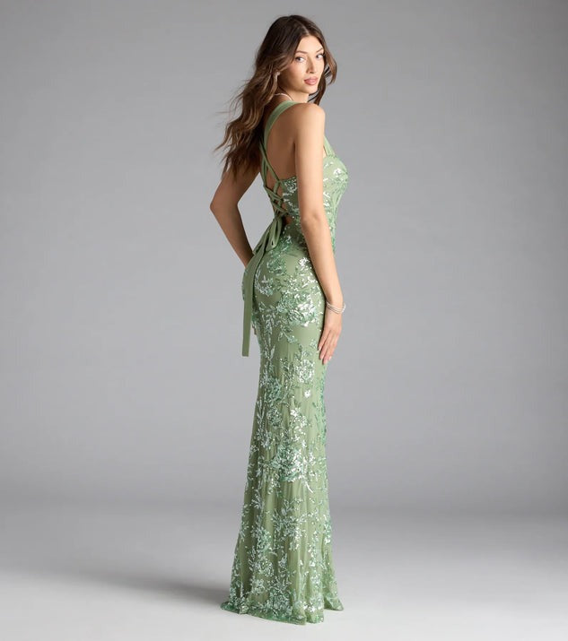 Maxi Dress | Floral Lace Gown, Square Neck, Backless Tie Up Formal Dress | noémi