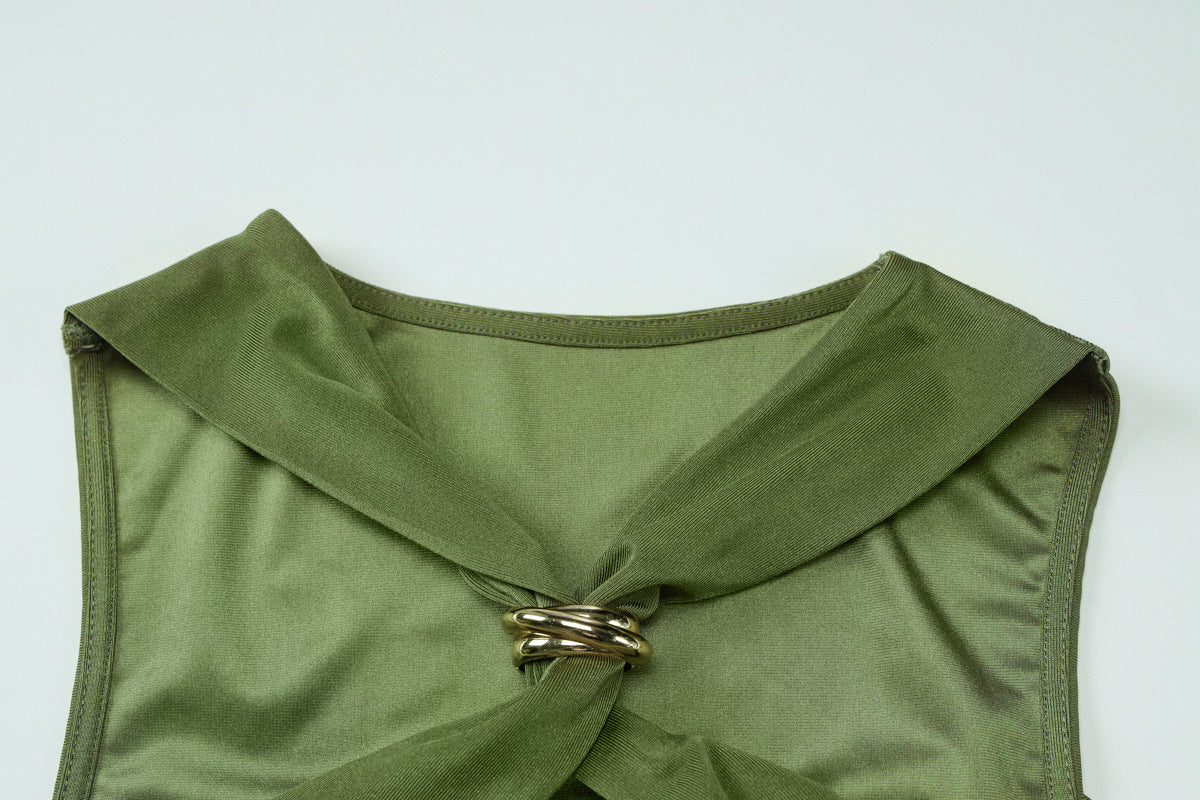 Womens Halter Bodycon Mini Dress | Sleeveless, Ruched Waist, Sheath Fit | noémi