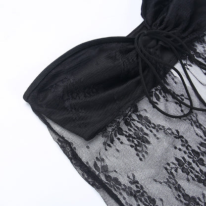 Sheer Lace Tube Top | Strapless Knitted Mesh Corset Style | noémi