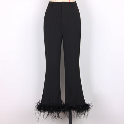 Satin Blazer Pant  with Fur Set for Women | noémi