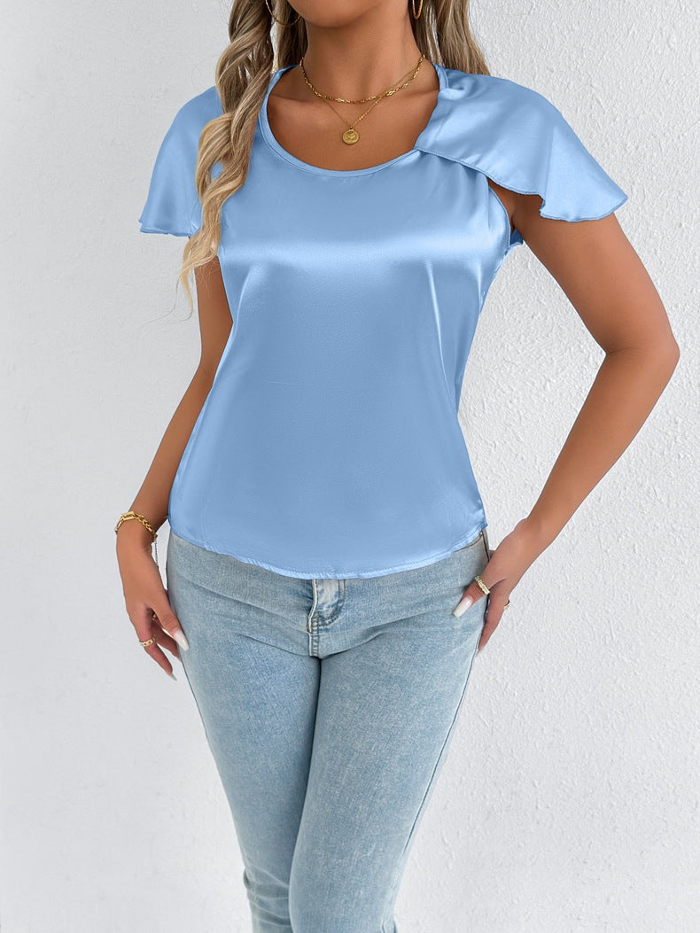 High End Satin Silk T Shirt for Women | Short Sleeve Silk Top | noémi