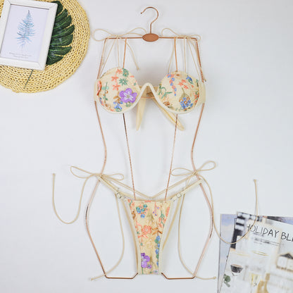 Floral Bikini Set | Two Piece Underwire Bra Top & Tie Side Bottoms | noémi