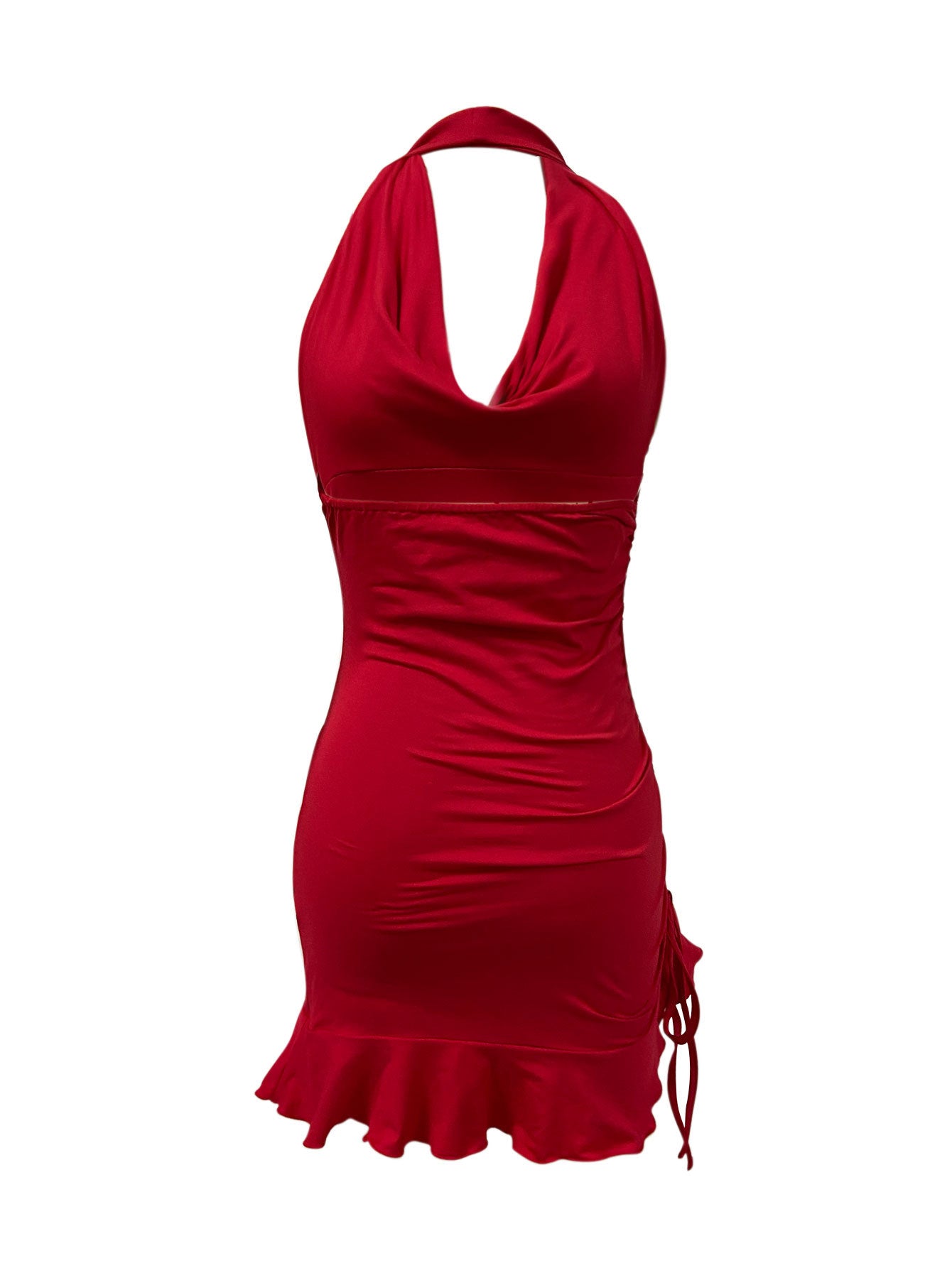 Red Halter Dress | Slim Fit V Neck Mini Dress | noémi