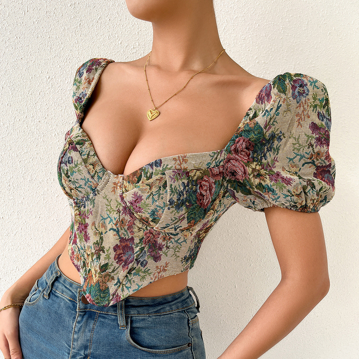 Puff Sleeve Corset Vest with Boning and Backless Sling Design | noémi