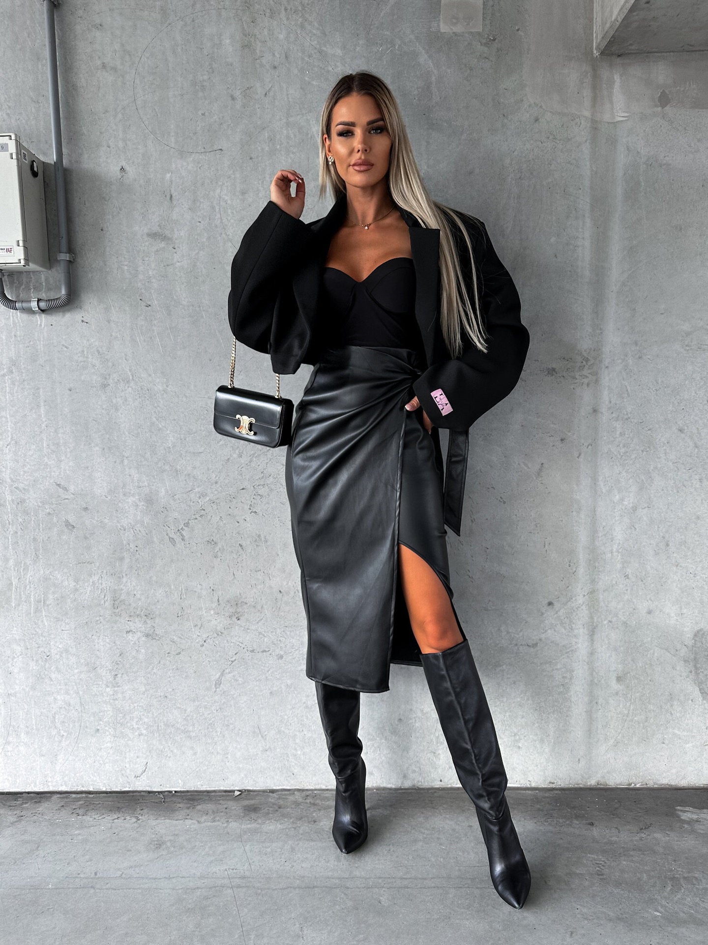 Women’s Leather Skirt | High Waist Split LaceUp Punk | noémi