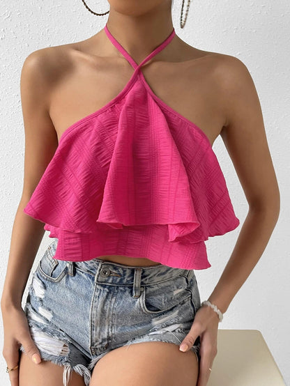 Women's Vest Summer Backless Niche Halter Sleeveless Top | Pink | noémi