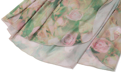 Floral Mesh Corset Maxi Dress | Ruched Gown with Thigh Slit | noémi