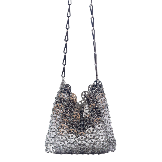 Silver Metal Sequin Large-Capacity Phone Cross‑Body Bag – Chain Strap | noémi
