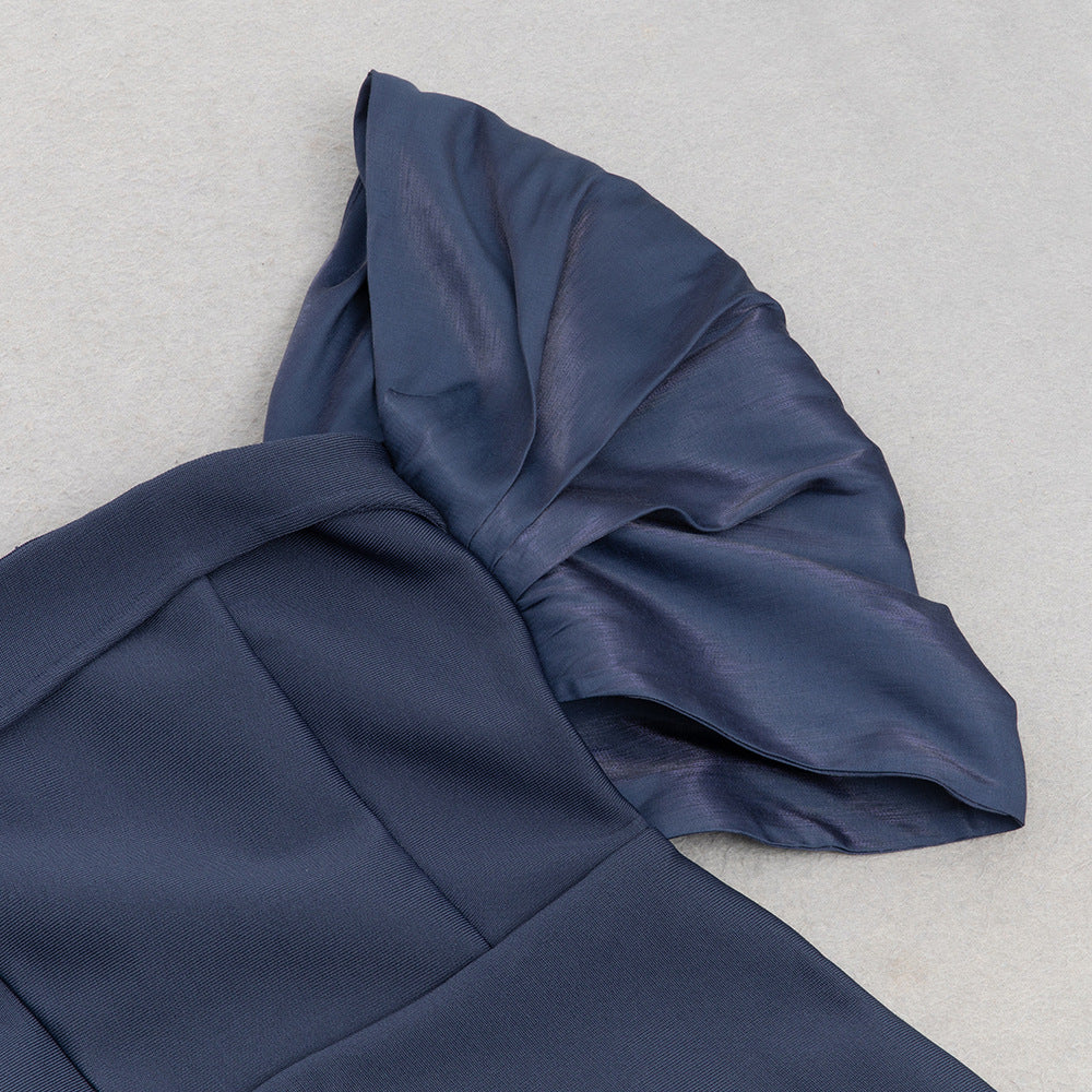 Womens Pleated One Shoulder Wrap Dress | noémi