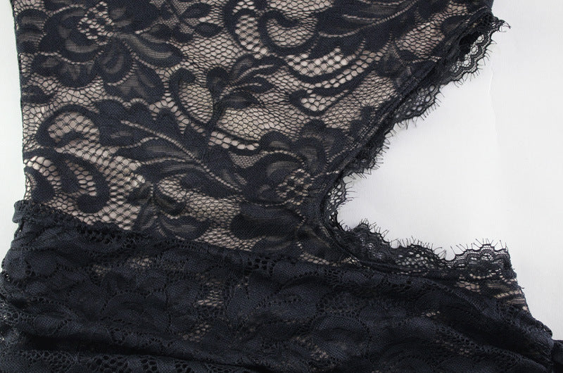 Lace Sheath Dress with Diagonal Neckline | noémi