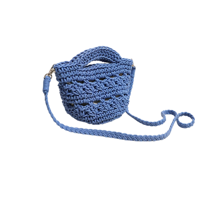 Colorful Crossbody Cotton Thread Blue without Lining