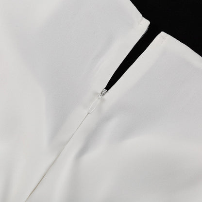 Puff Sleeve Midi Dress | White Fit & Flare with VNeck | noémi