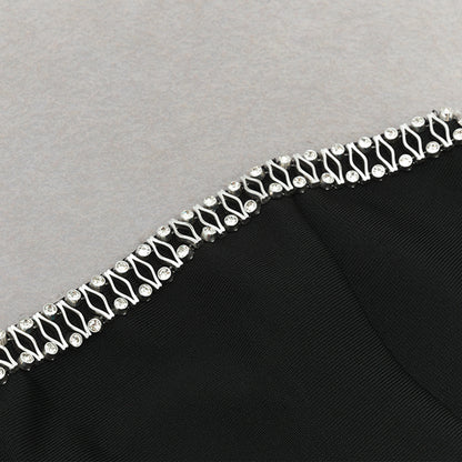 Chain Strap One Shoulder Mid Length Bodycon Dress | noémi