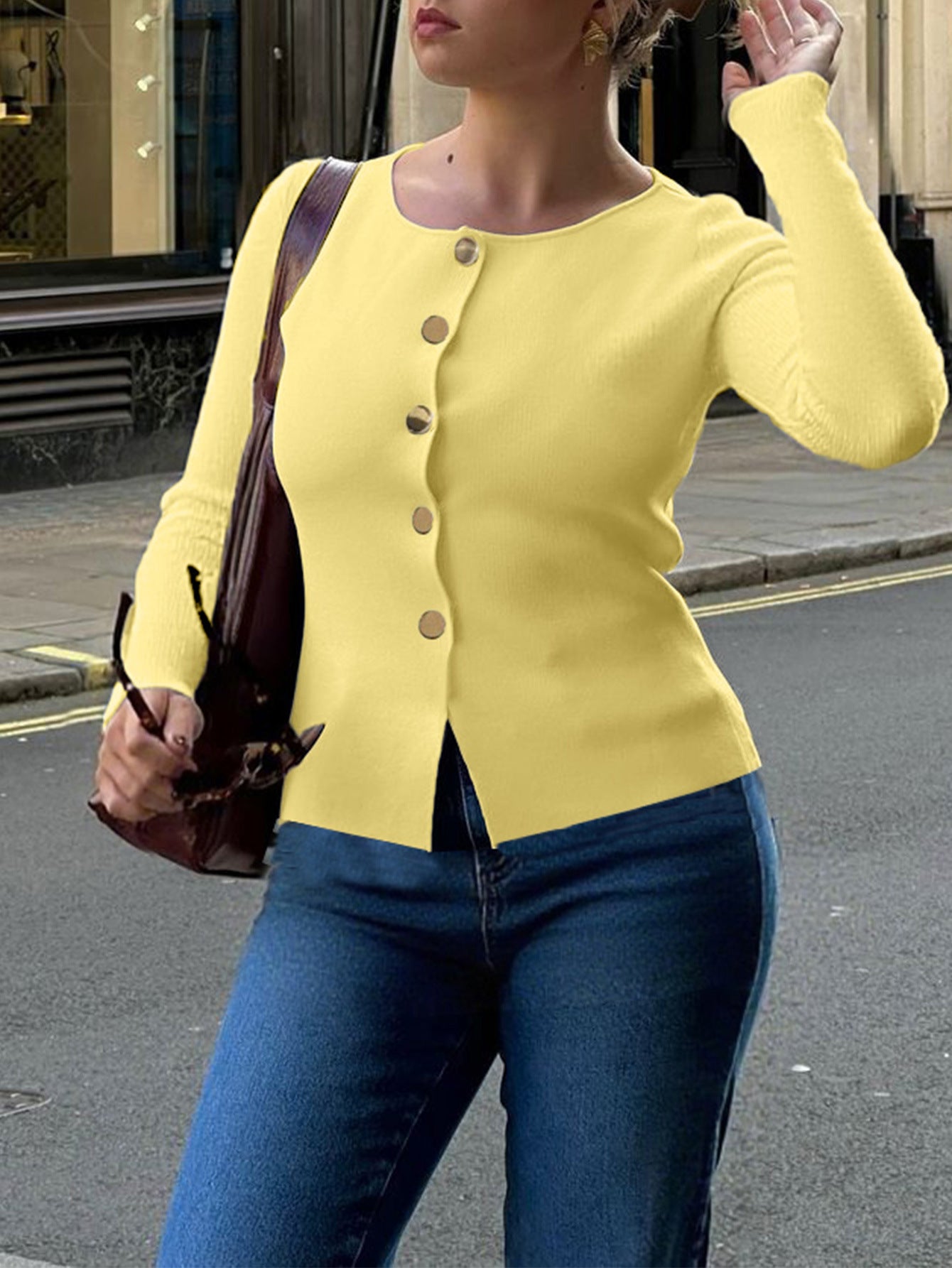 Woolen Button Up Cardigan | Long Sleeve Top for Women | noémi