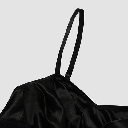 Black Satin Bodycon Mini Dress | Lace Corset Waist | noémi