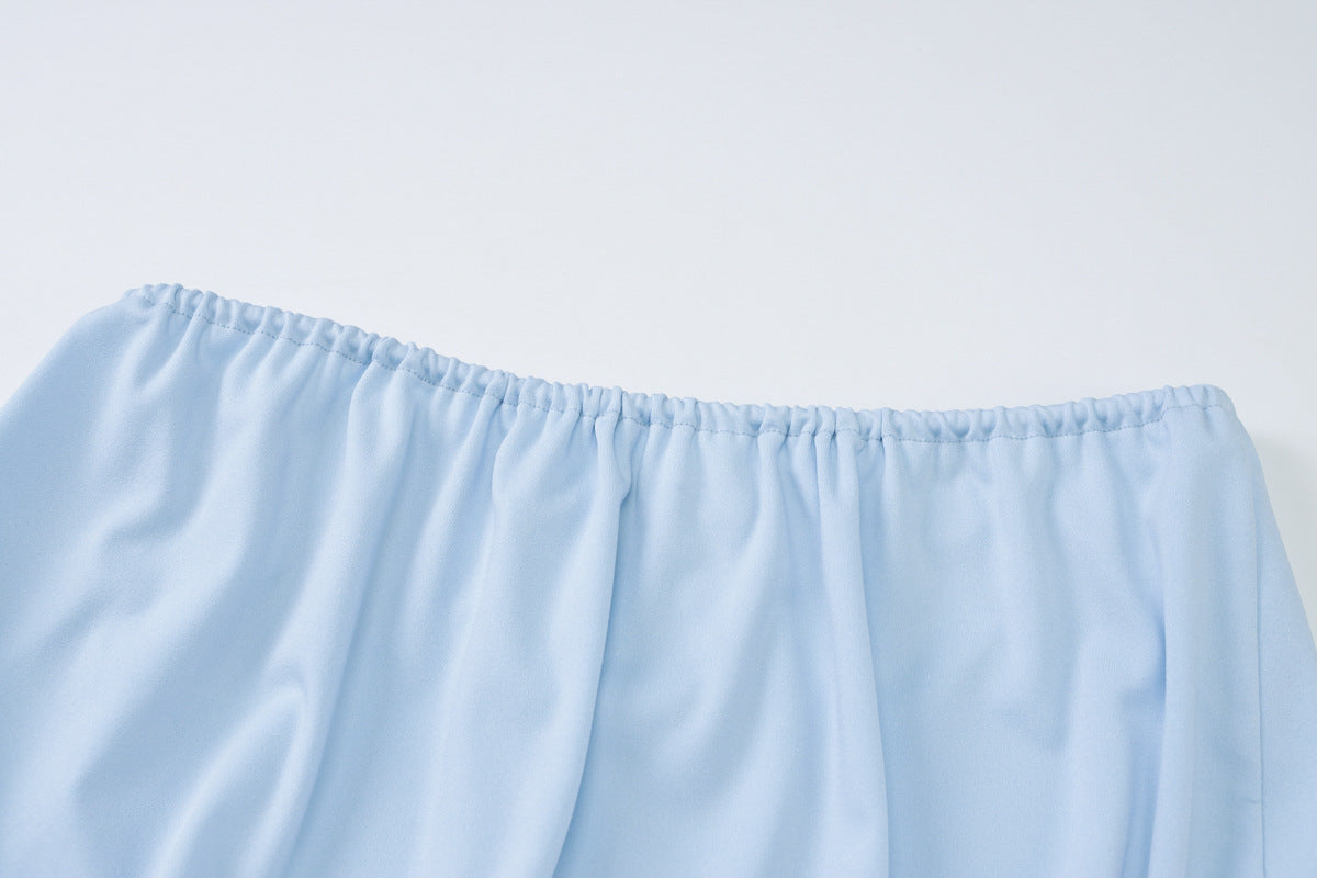 Womens Two Piece Set | Off Shoulder Halter Lace Up Top Pleated Mini Skirt | noémi