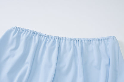 Womens Two Piece Set | Off Shoulder Halter Lace Up Top Pleated Mini Skirt | noémi